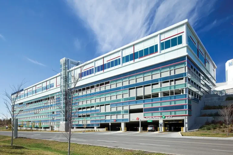 Exterior of Rockyview General Hospital and parkade housing the Urology Clinic and Prostate Cancer Centre in Calgary.